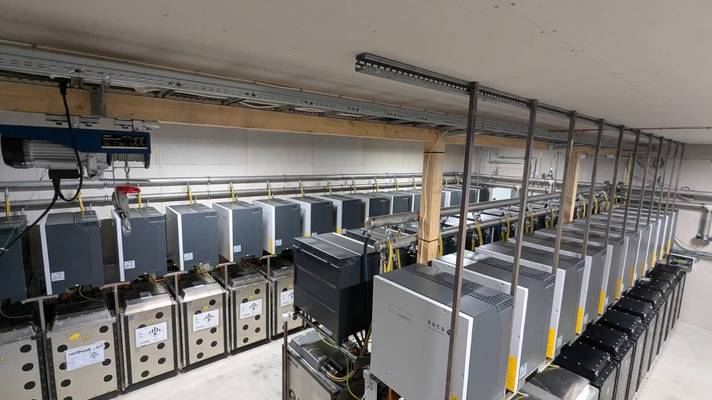 Technical room with batteries and inverters